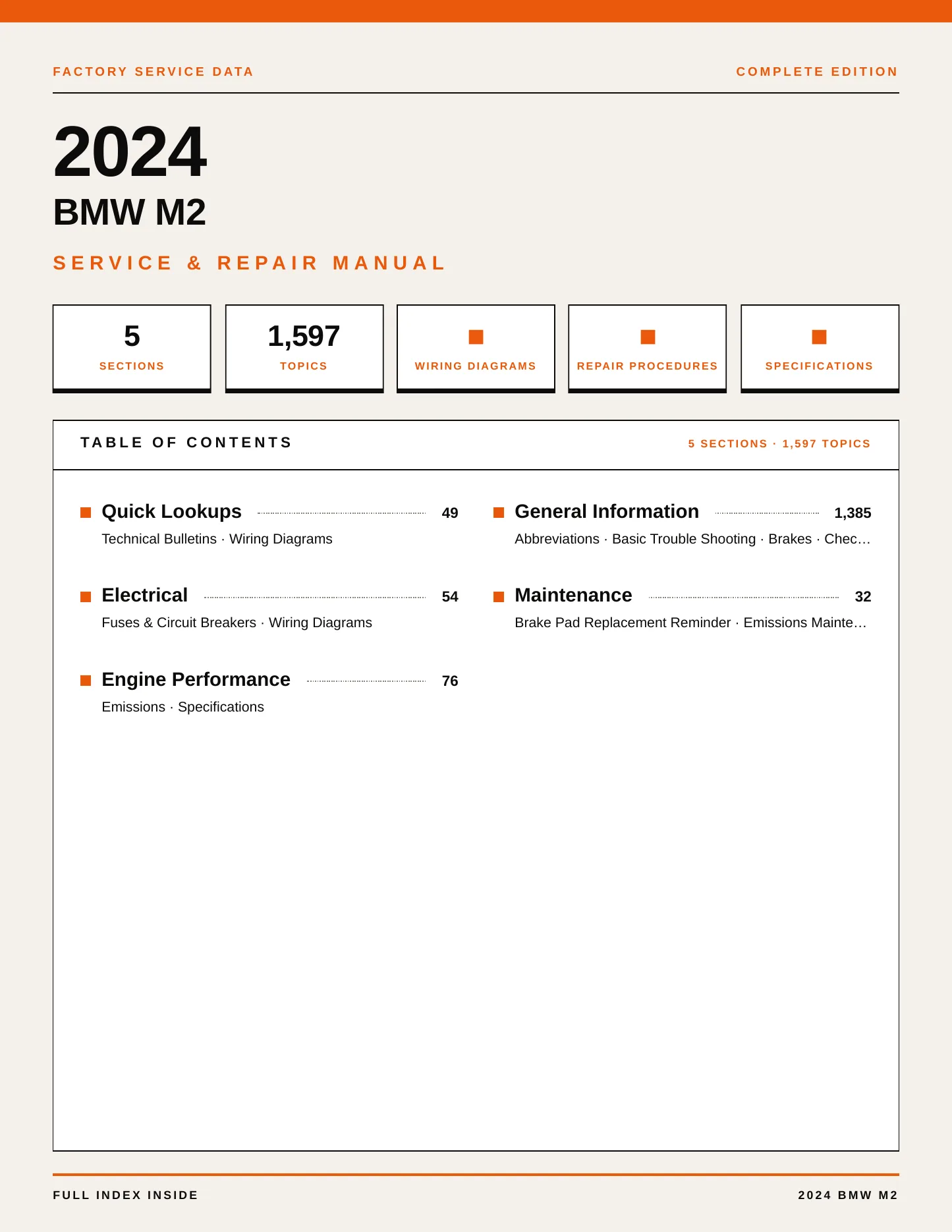 2024 BMW M2 Service and Repair Manual preview page 1