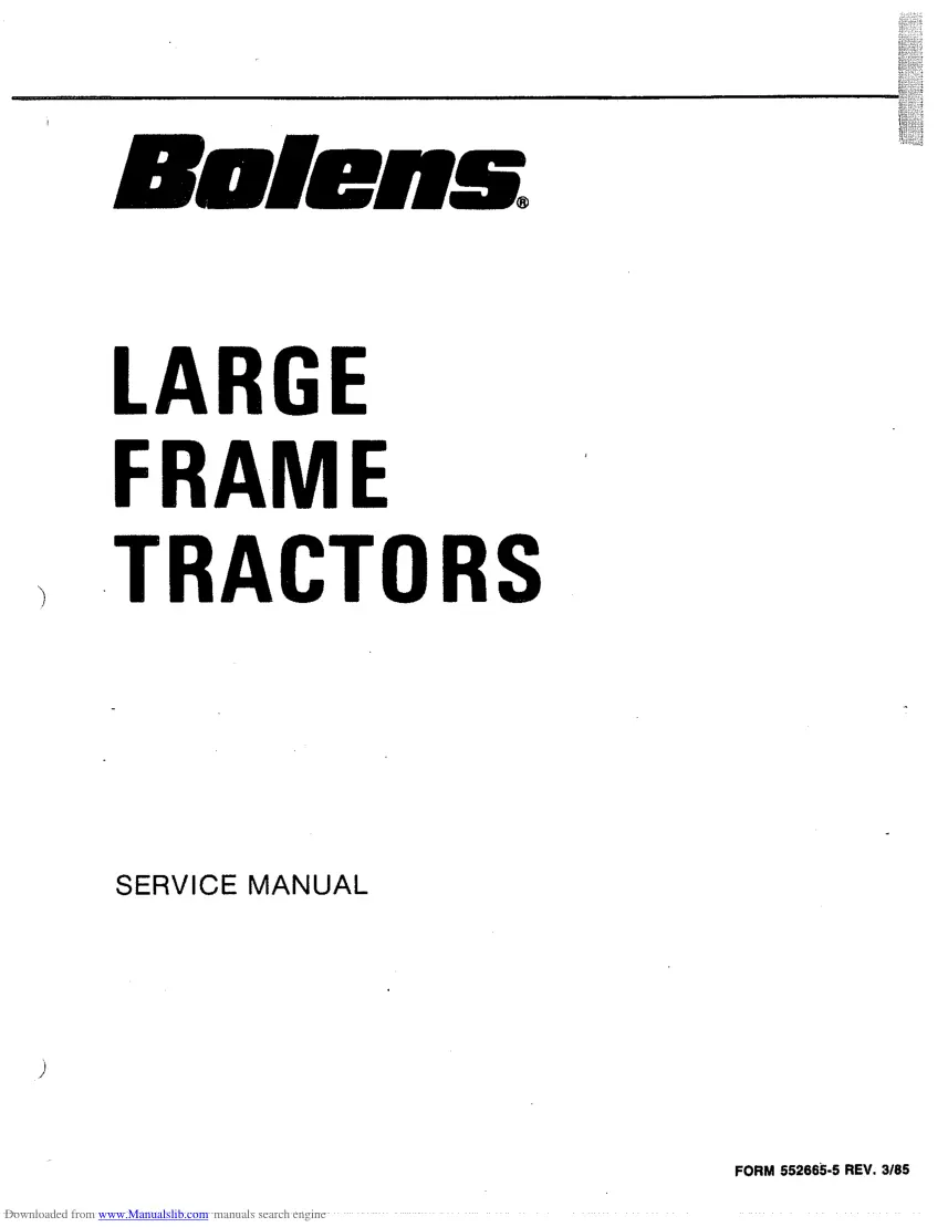 Bolens 1962-1978 Large Frame Tractors Service & Repair Manual preview page 1