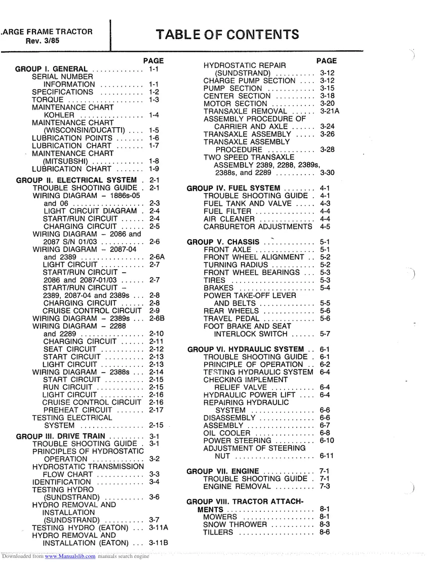 Bolens 1962-1978 Large Frame Tractors Service & Repair Manual preview page 3