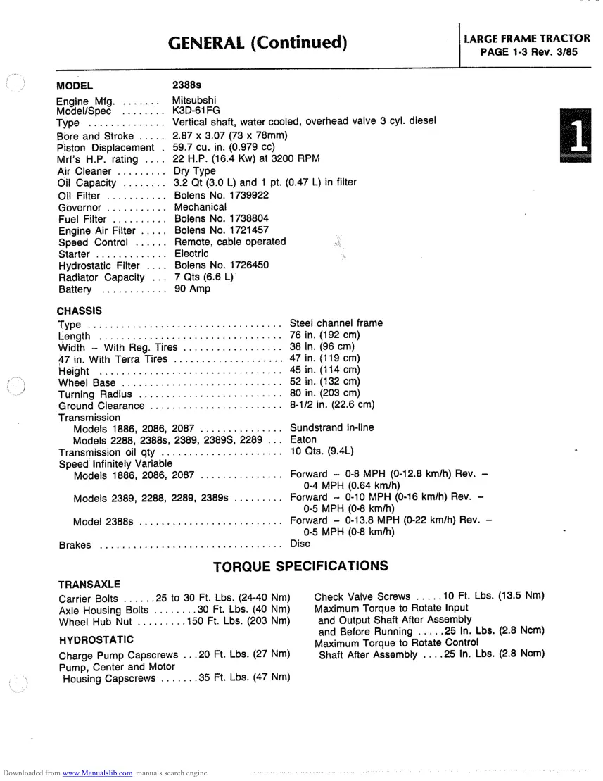 Bolens 1962-1978 Large Frame Tractors Service & Repair Manual preview page 6