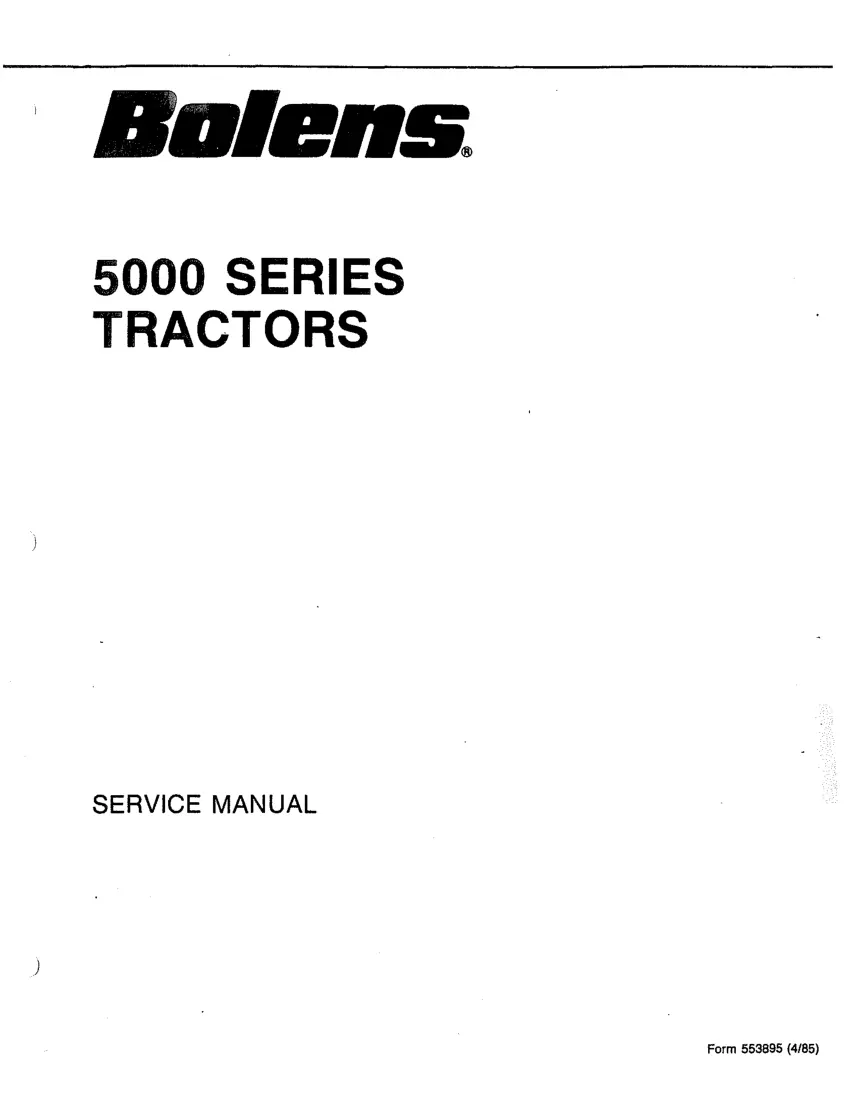 Bolens 5000 series eliminator tractor Service & Repair Manual preview page 1