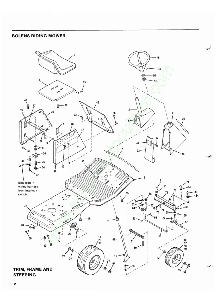 Bolens Rear Engine Riding Mower Master Parts Manual preview page 2