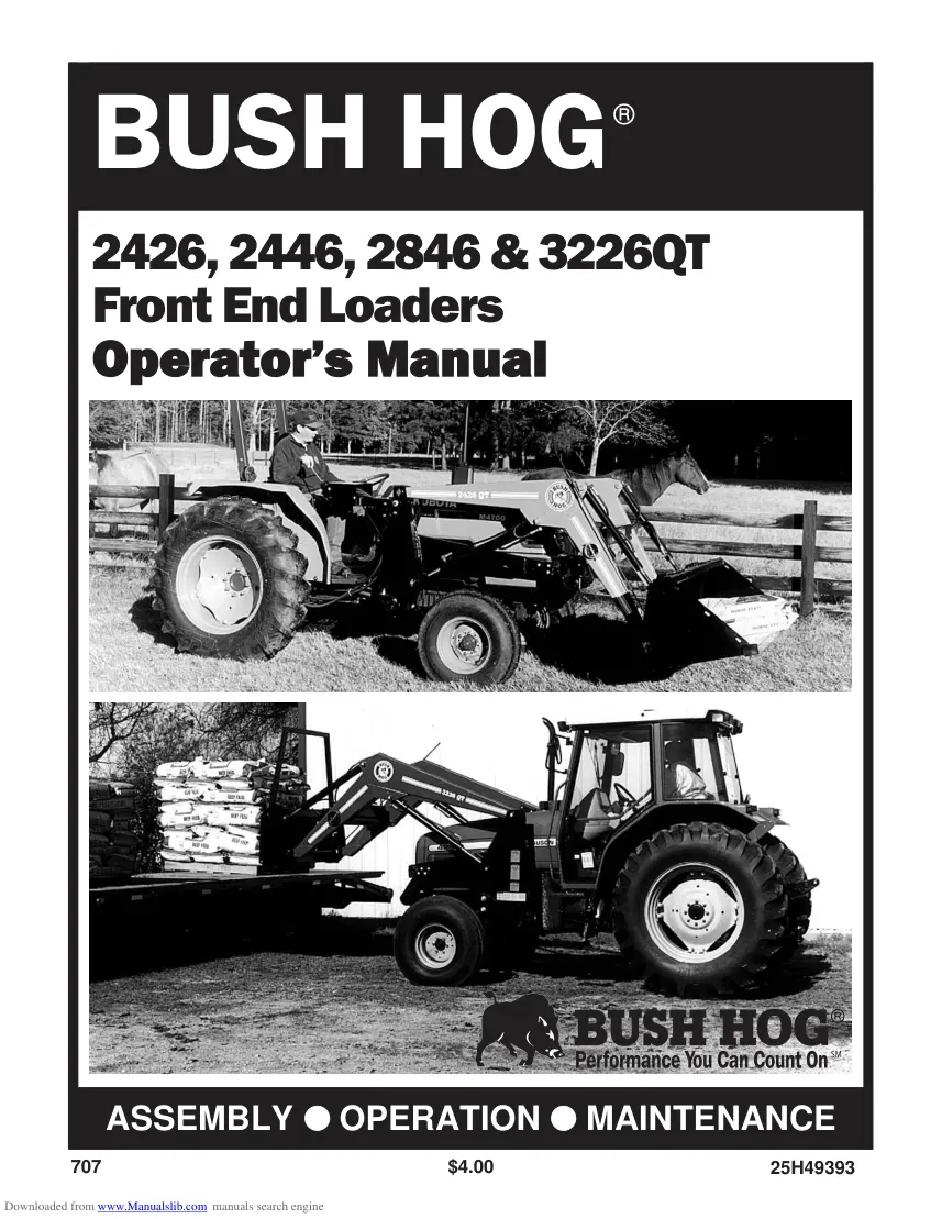 Bush Hog 2426 2446 2846 Operation Attachment Operator's Manual preview page 1