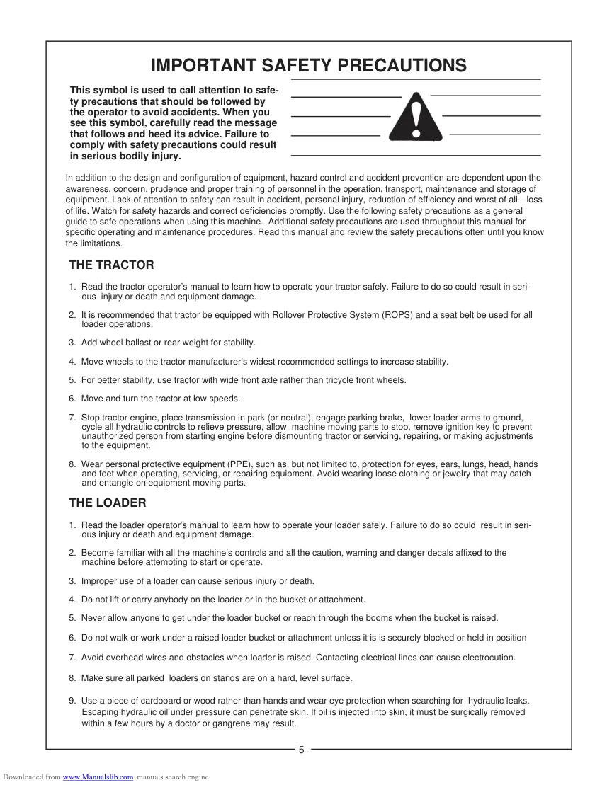 Bush Hog 2426 2446 2846 Operation Attachment Operator's Manual preview page 6