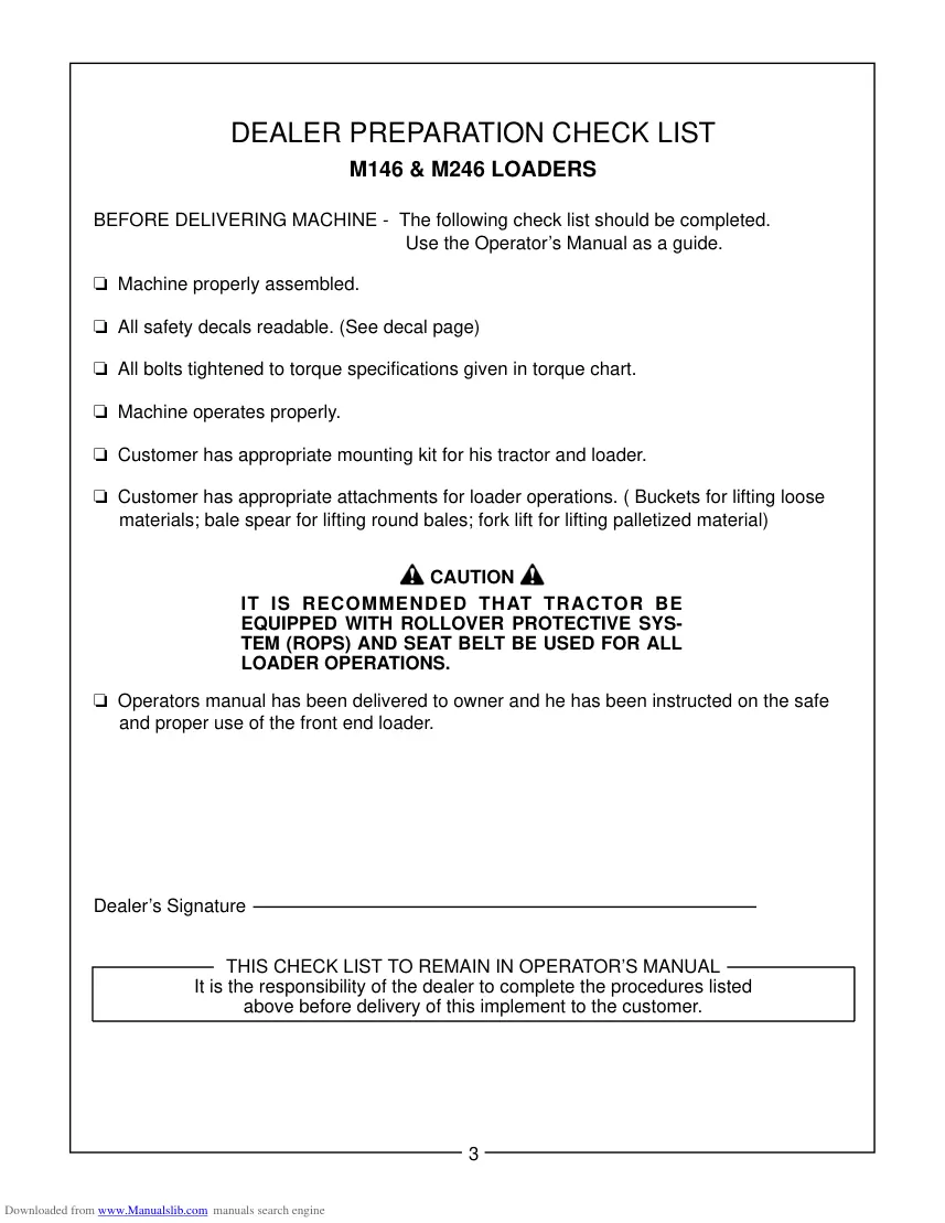 Bush Hog M146 M246 Loader Operation Operator's Manual preview page 5