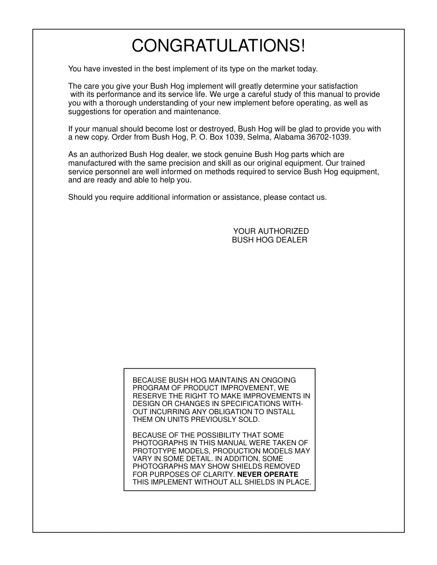 Bush Hog M346 M446 M546 Operation Attachment Operator's Manual preview page 2