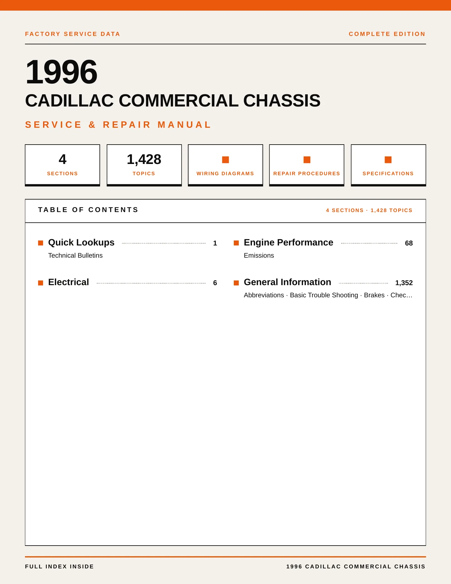 1996 Cadillac Commercial Chassis Service and Repair Manual preview page 1