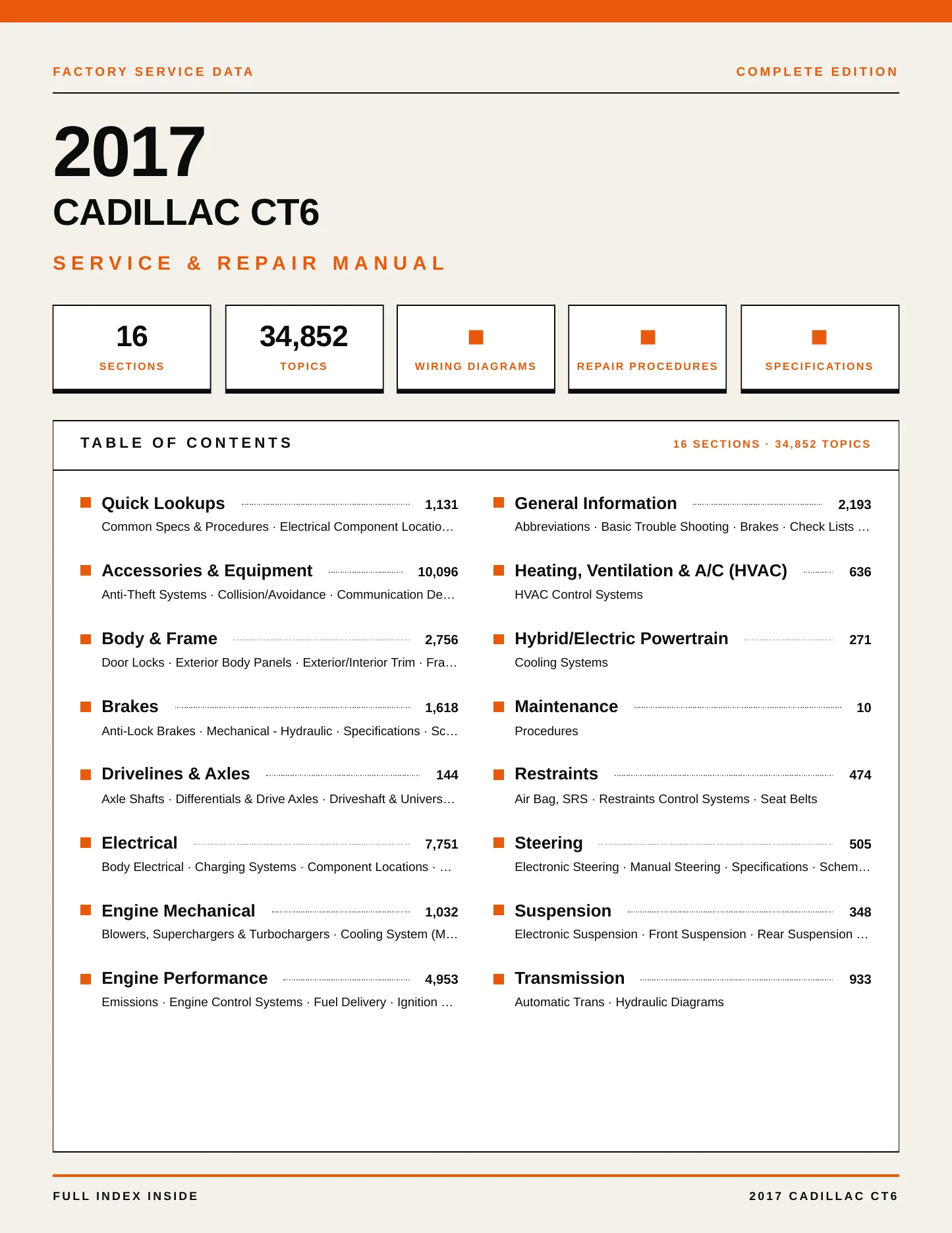 2017 Cadillac CT6 Service and Repair Manual preview page 1