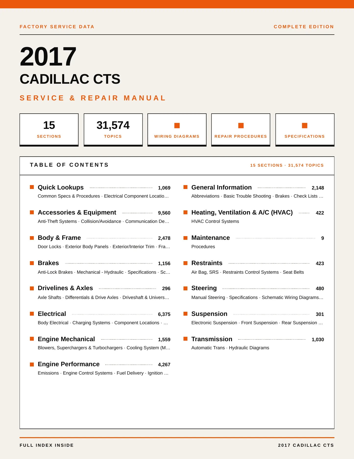 2017 Cadillac CTS Service and Repair Manual preview page 1