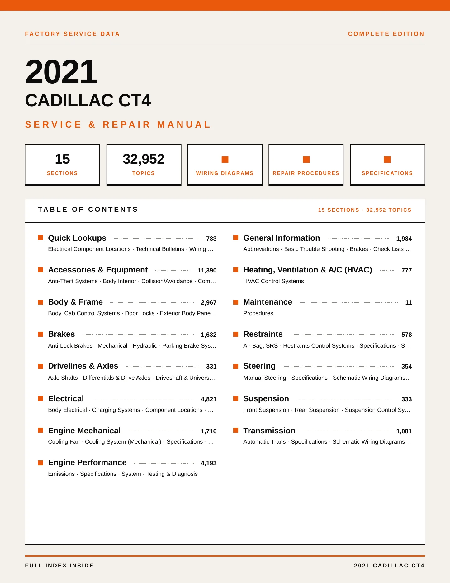 2021 Cadillac CT4 Service and Repair Manual preview page 1