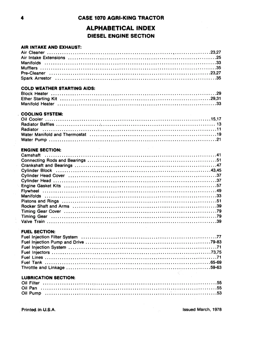 Case 1070 Agri-King Tractor Parts Manual preview page 6