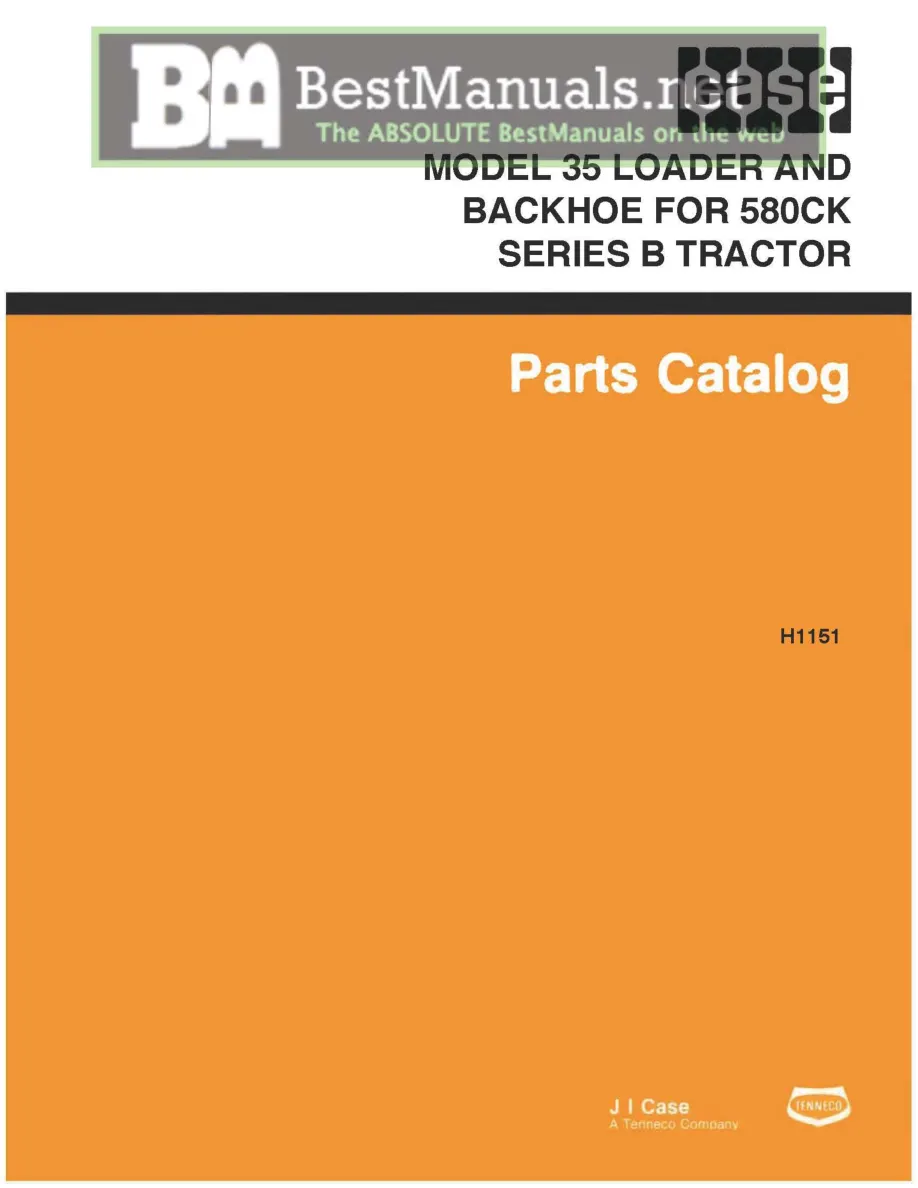Case 35 Loader & Backhoe for 580CK Series B Tractor Parts Manual preview page 1