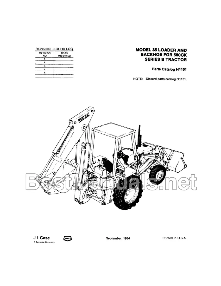 Case 35 Loader & Backhoe for 580CK Series B Tractor Parts Manual preview page 2