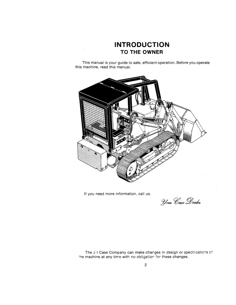 Case 350B Crawler Tractor Operator's Manual preview page 4