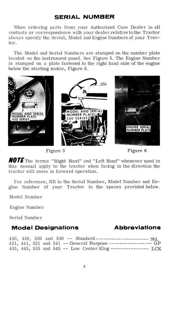 Case 430 440 530 540 Series Tractors Operator's Manual preview page 5