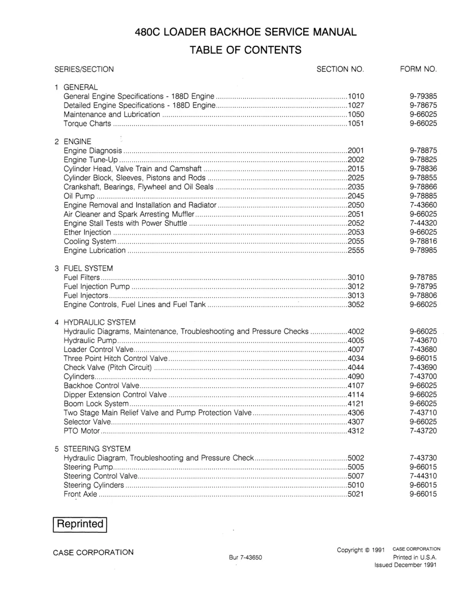 Case 480 C Tractor Service & Repair Manual Set preview page 2