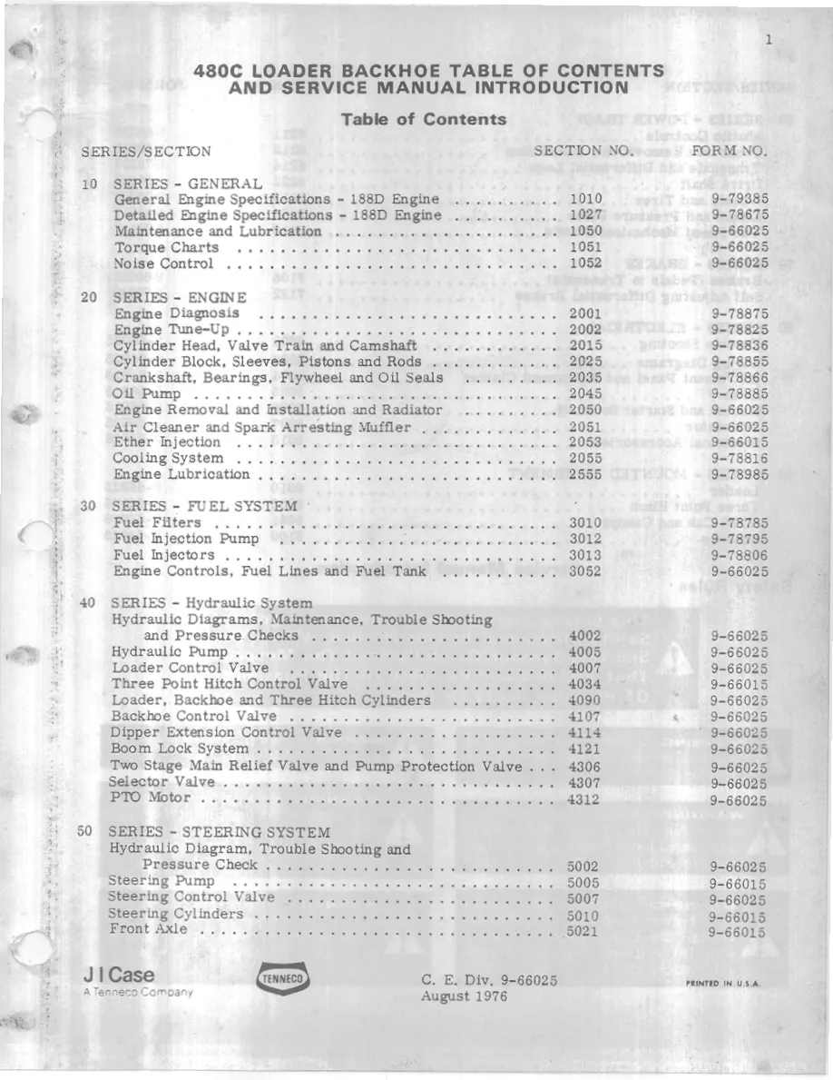 Case 480C Backhoe Loader Service & Repair Manual preview page 1