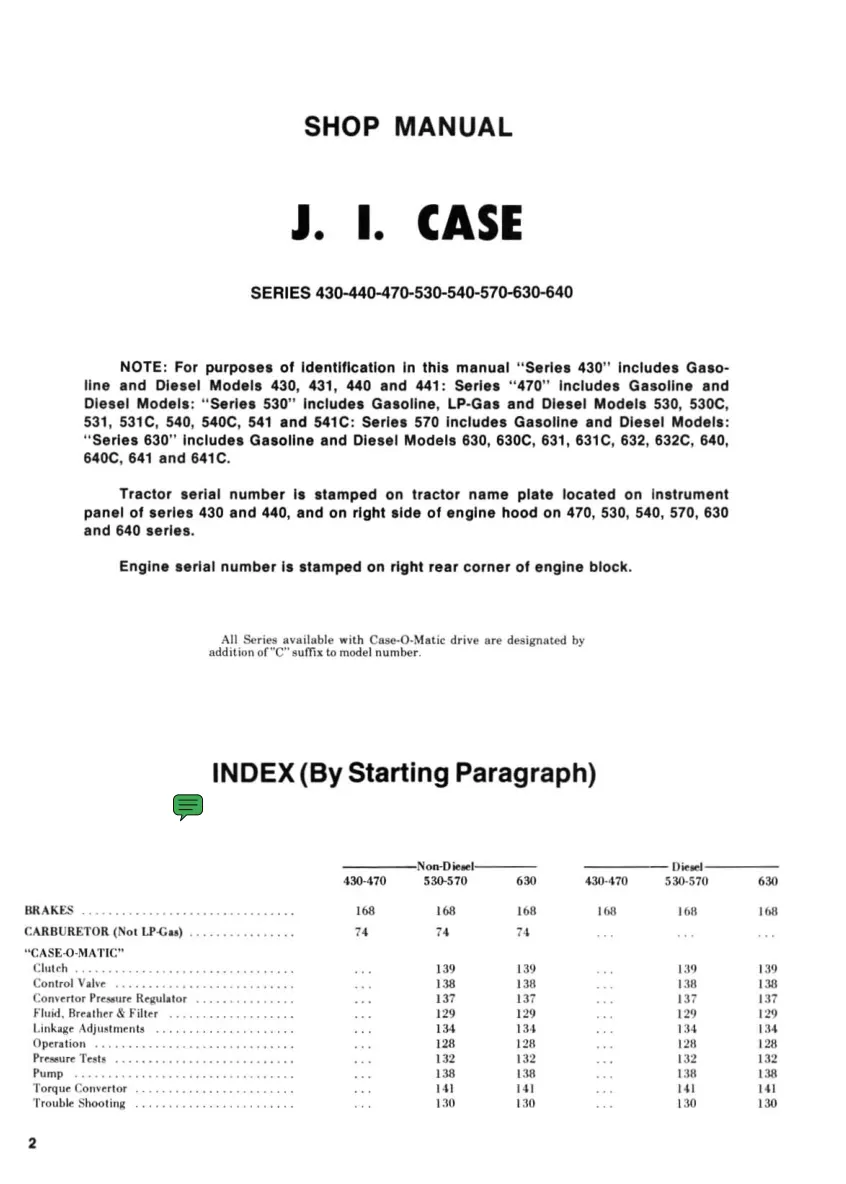 Case 530 531 540 541 Tractor Service & Repair Manual preview page 2