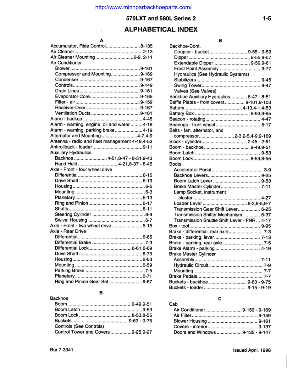 Case 570LXT & 580L Series 2 Loader Backhoe Tractor Parts Manual preview page 5