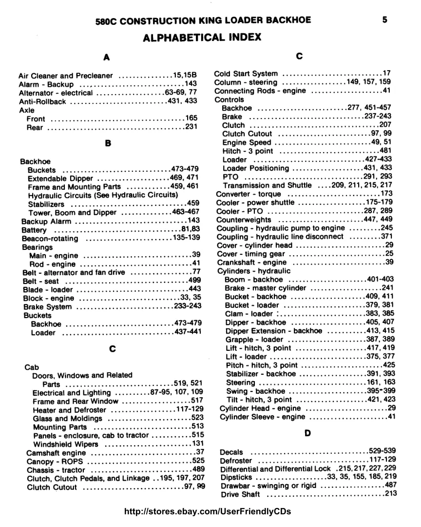 Case 580 C TLB Tractor Parts Manual preview page 6