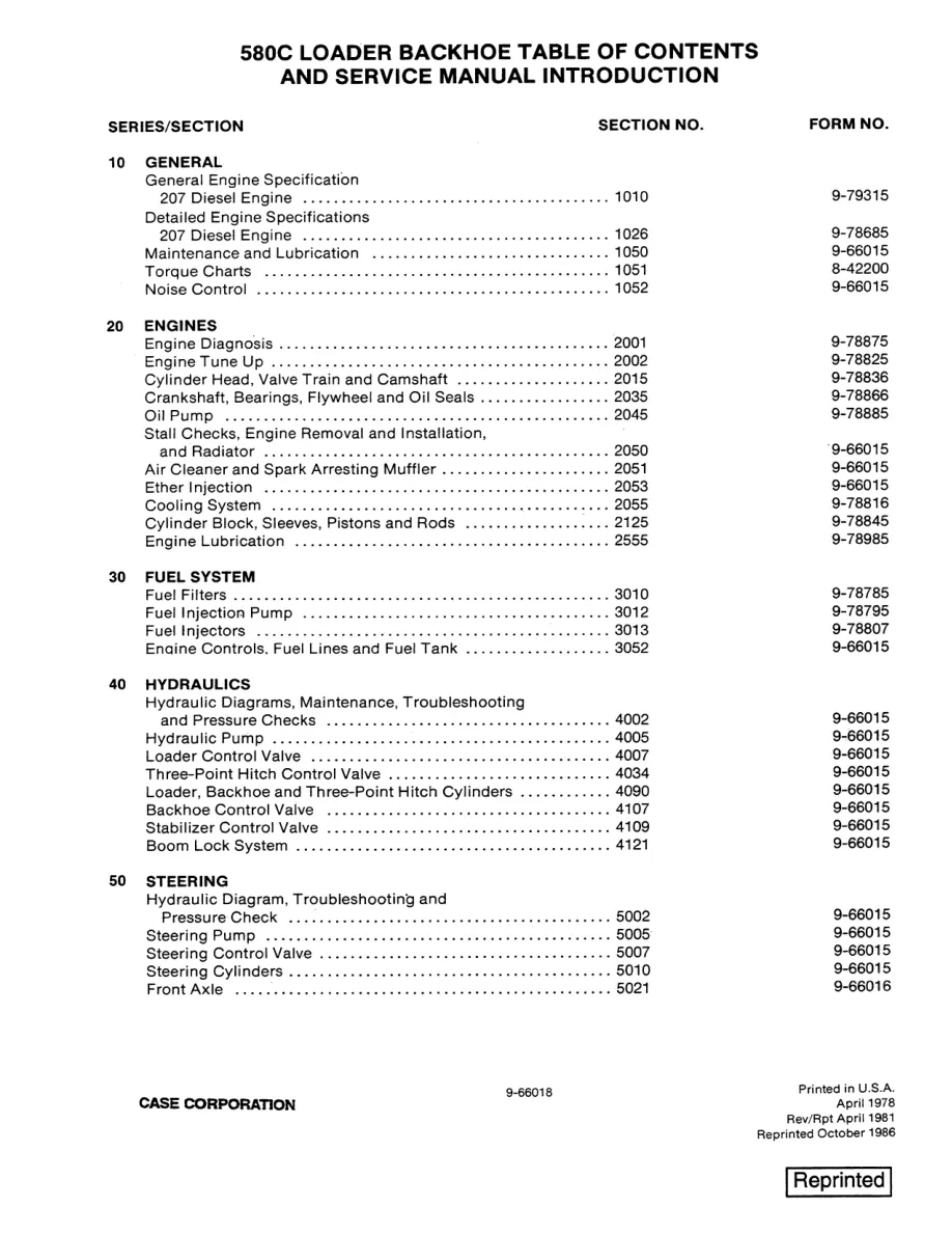 Case 580C Backhoe Loader Tractor Service & Repair Manual preview page 2