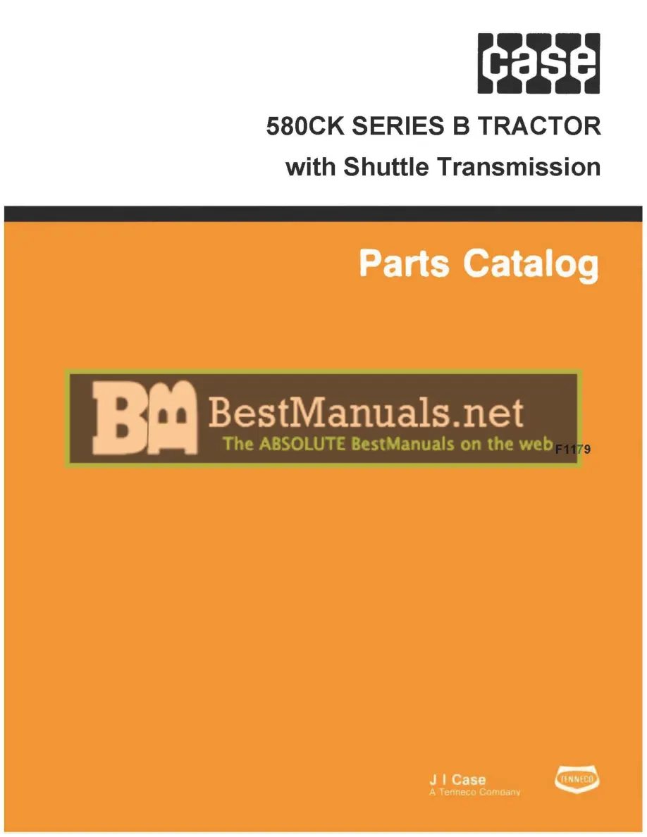 Case 580CK Series B Tractor (Shuttle Transmission) Parts Manual preview page 1