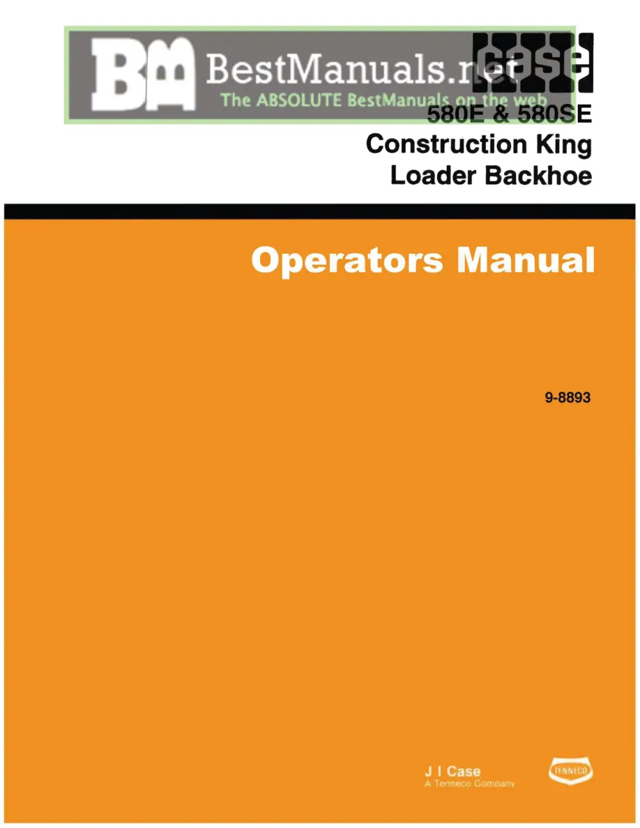 Case 580E 580SE Tractor Operator's Manual preview page 1