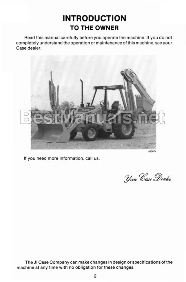 Case 580E 580SE Tractor Operator's Manual preview page 4