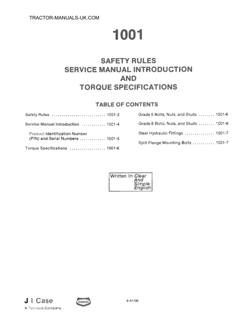 Case 580E Tractor Service & Repair Manual preview page 4