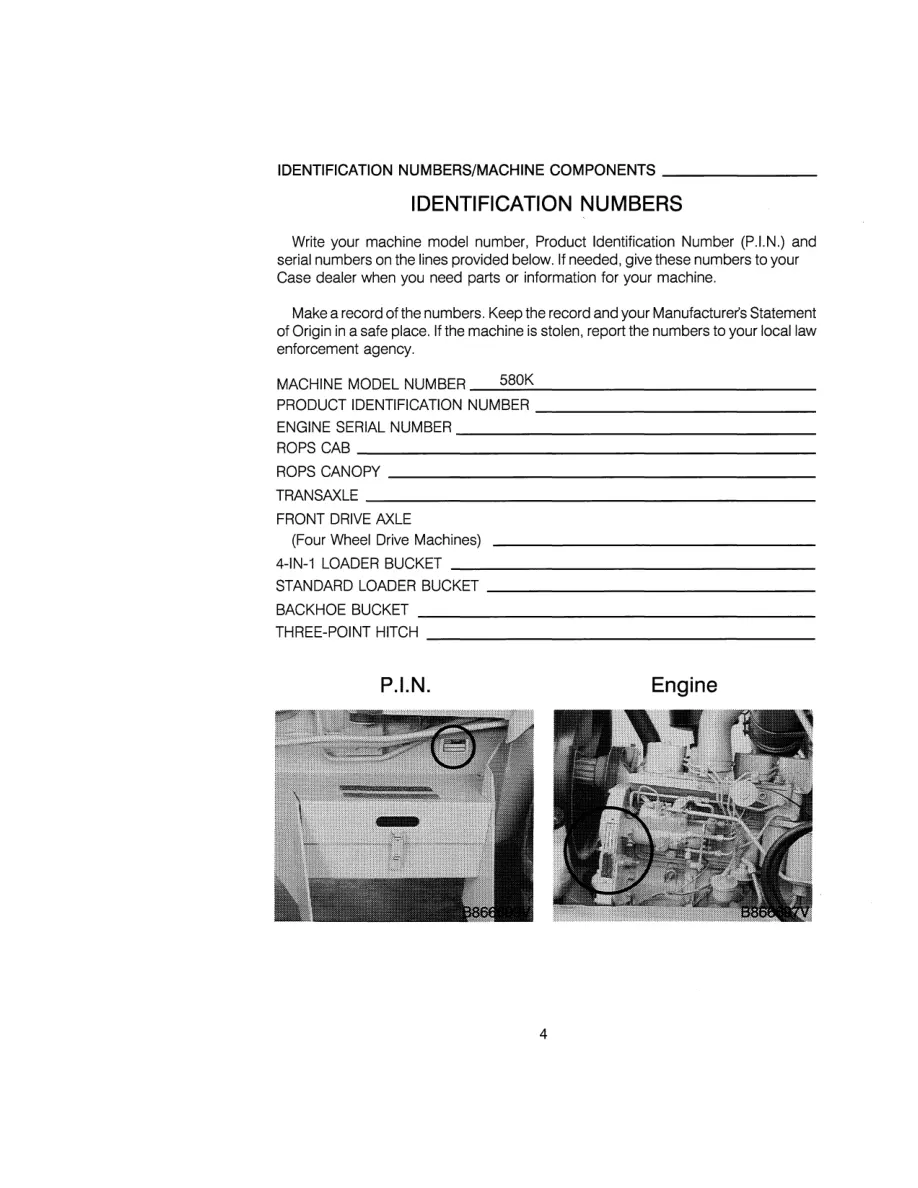 Case 580k Loader Backhoe Operator's Manual preview page 6