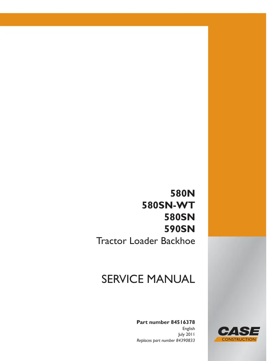 Case 580N 580SN WT 590SN Tier 4 Tractor Loader Backhoe Operator's Manual preview page 1