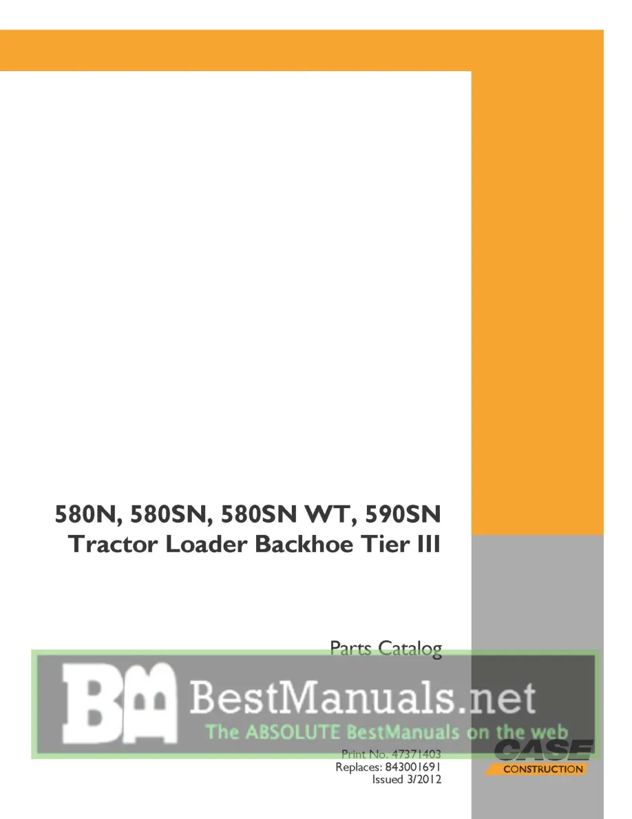 Case 580N 580SN WT 590SN Tier III Tractor Loader Backhoe Parts Manual preview page 1