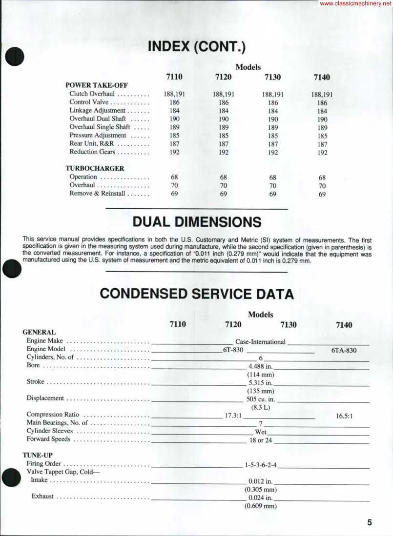 Case 7130 Tractor Service & Repair Manual preview page 4