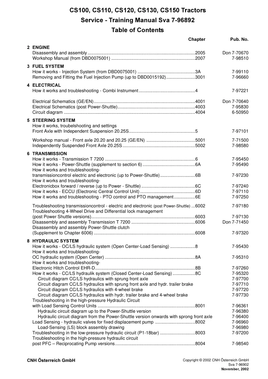 Case CS100 CS110 CS120 CS130 CS150 Tractors Service & Repair Manual preview page 1