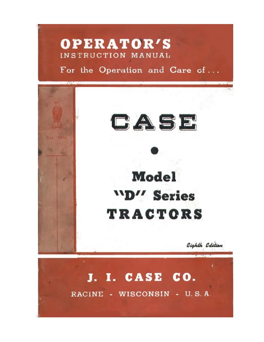 Case D Dc Do Orchard Grove Tractor Operator's Manual preview page 1
