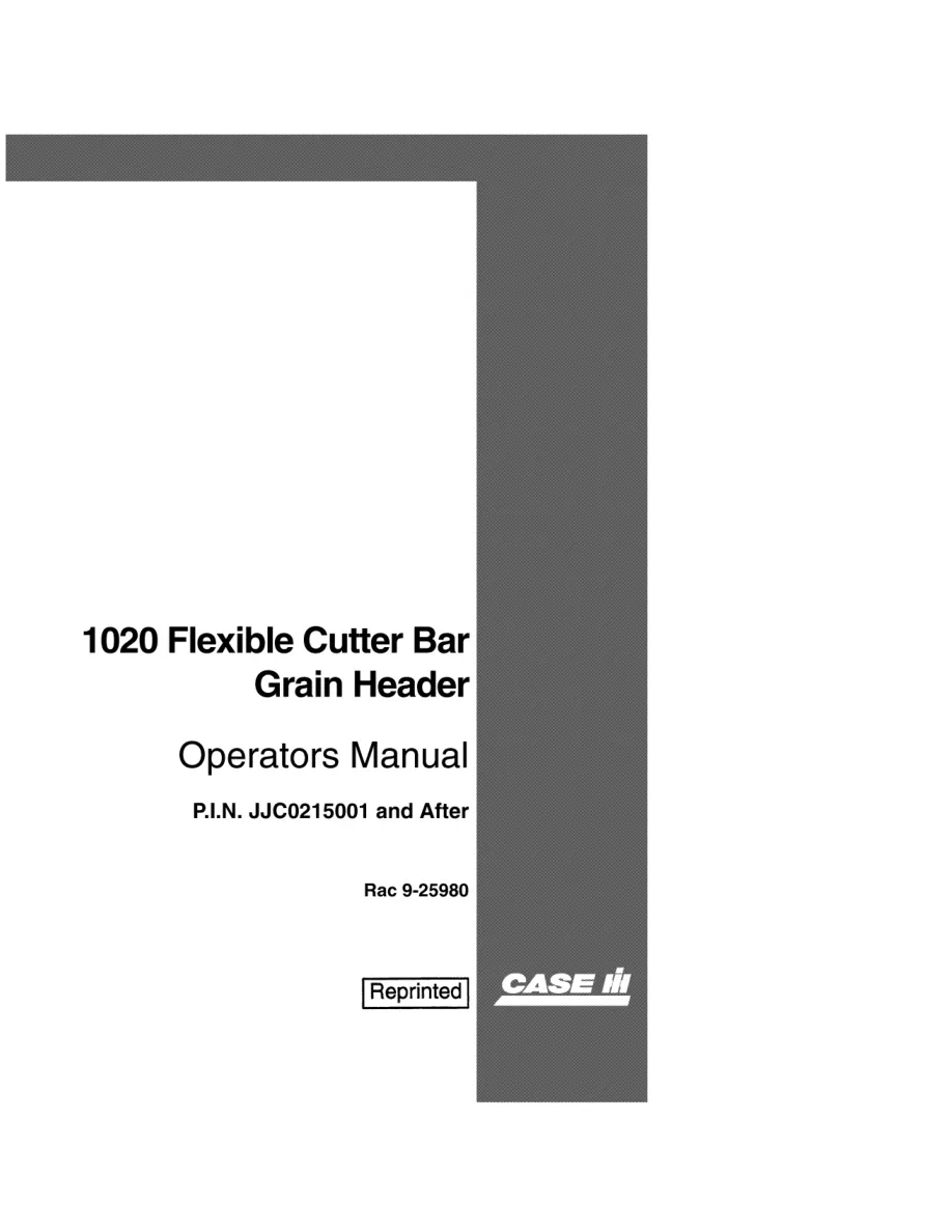 Case IH 1020 Combine Operator's Manual preview page 1