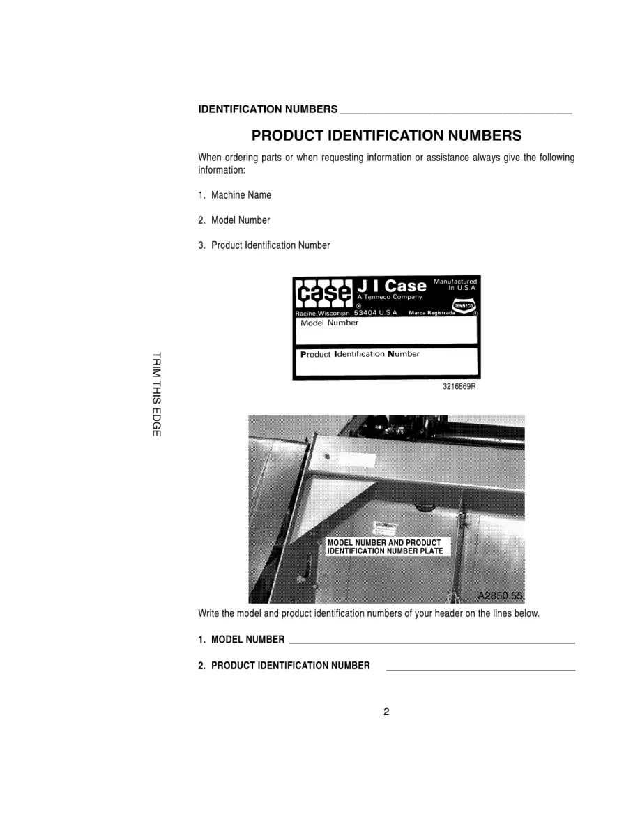 Case IH 1020 Combine Operator's Manual preview page 4