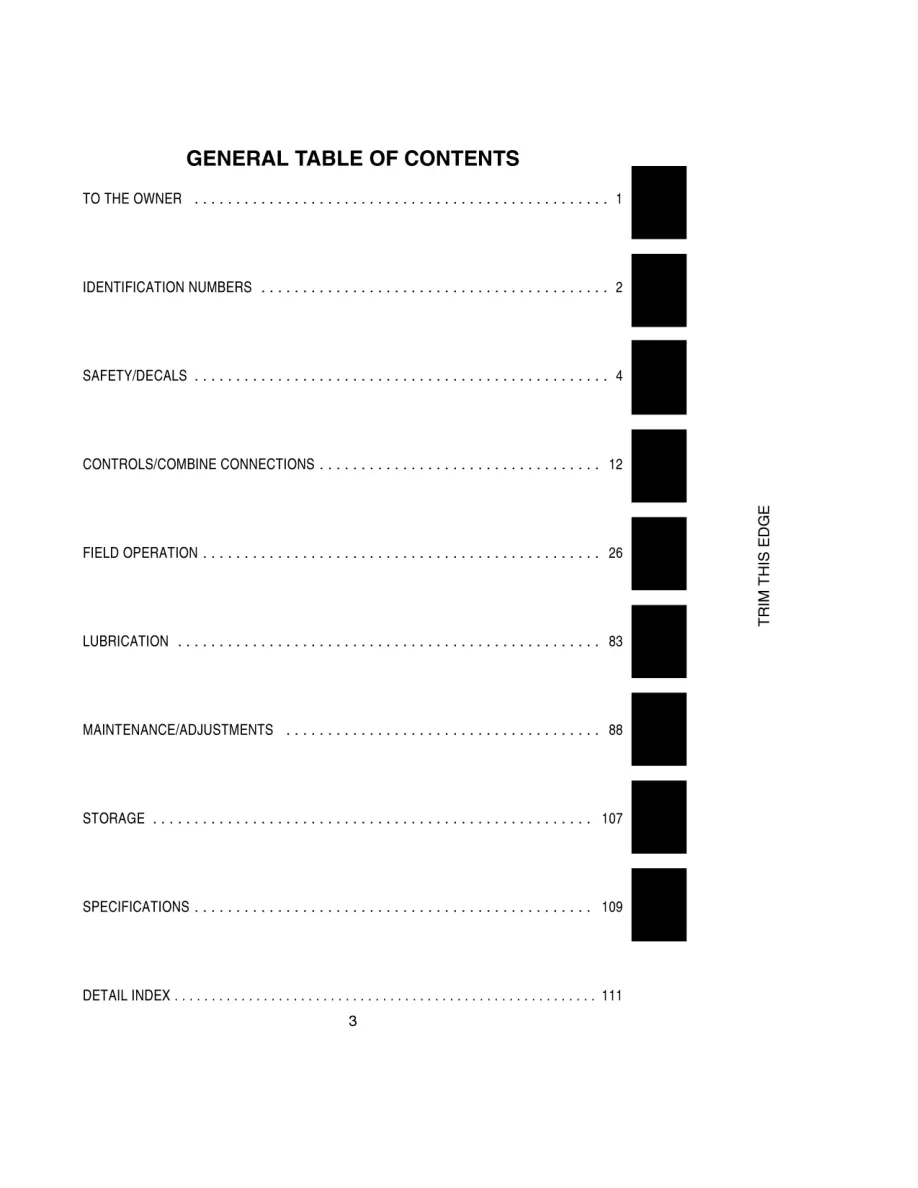 Case IH 1020 Combine Operator's Manual preview page 5