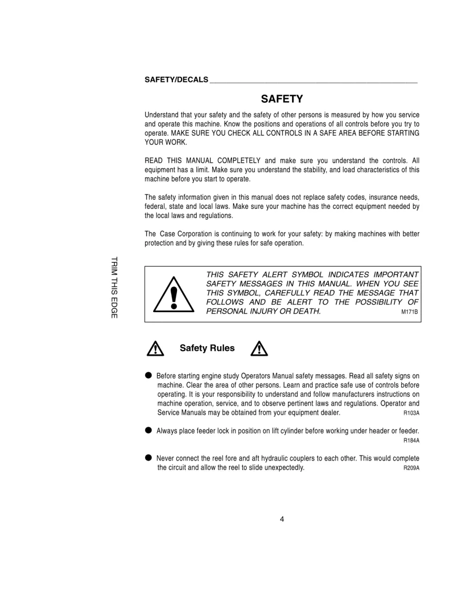 Case IH 1020 Combine Operator's Manual preview page 6