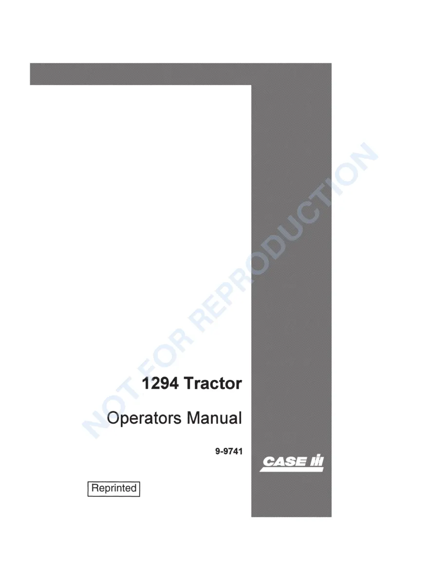Case IH 1294 Tractor Operator's Manual preview page 1