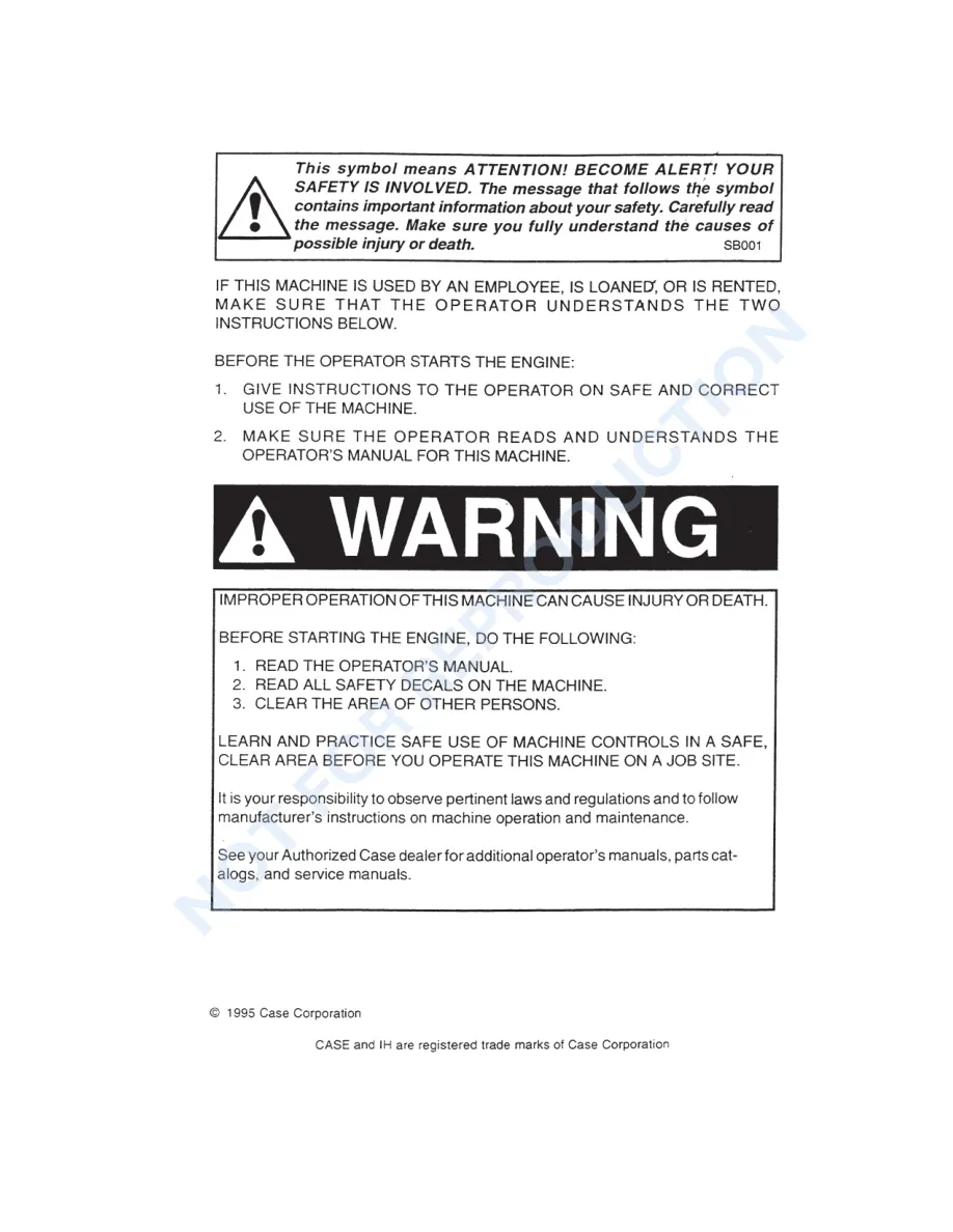 Case IH 1294 Tractor Operator's Manual preview page 2