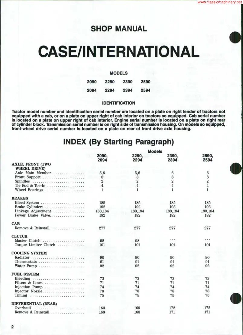 Case IH 2294 Tractor Service & Repair Manual preview page 1