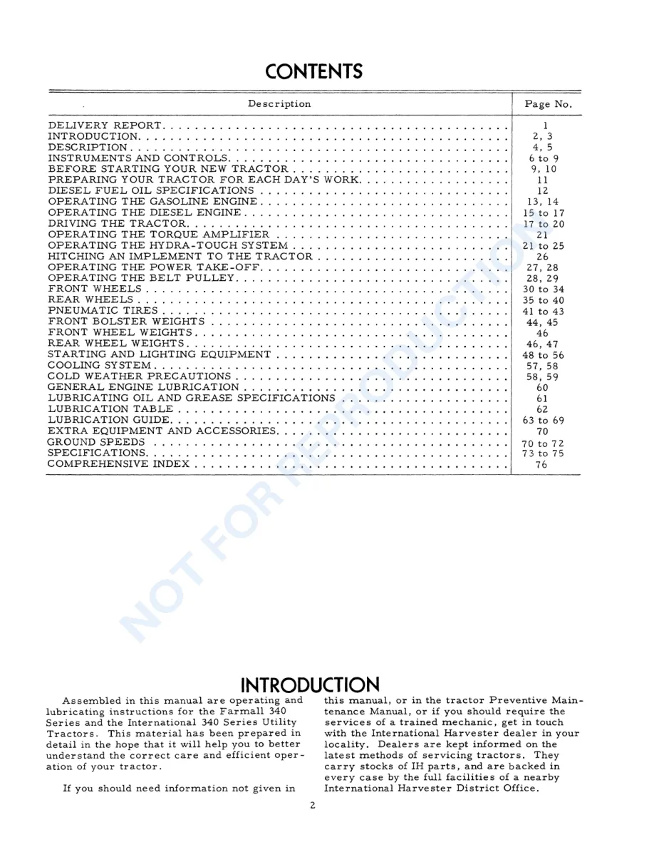 Case IH 340 Utility Tractor Operator's Manual preview page 6