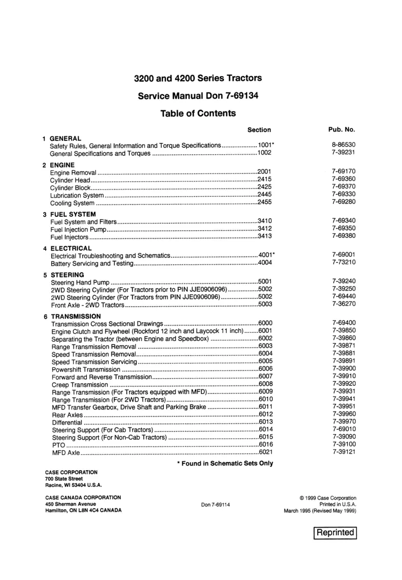Case IH 4210/4220/4230/4240 Tractors Service & Repair Manual preview page 1