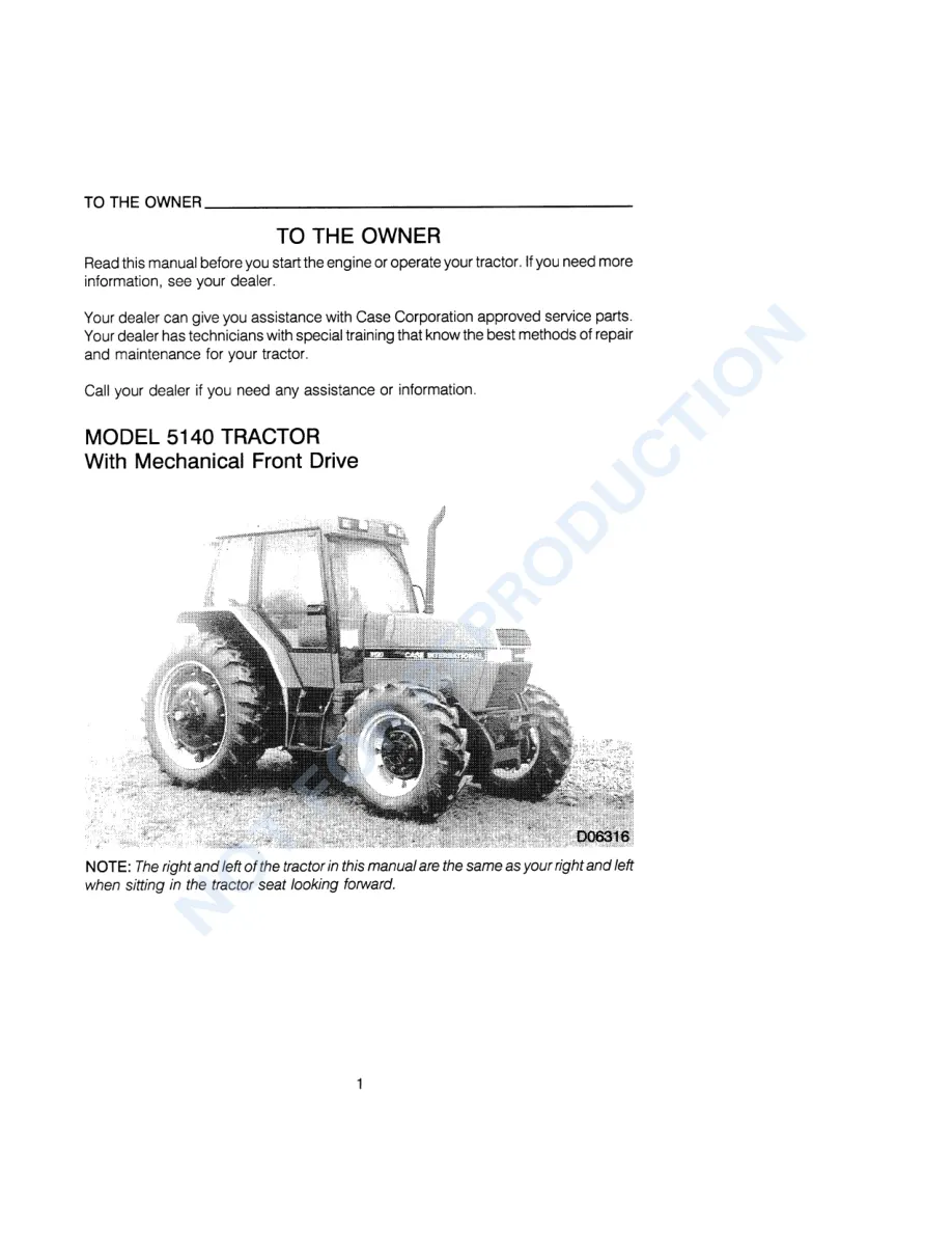Case IH 5130 5140 Tractor Operator's Manual preview page 4