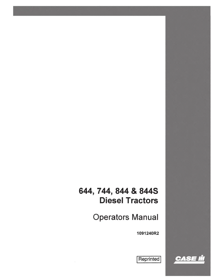 Case IH 644 744 844 844S Tractor Operator's Manual preview page 1