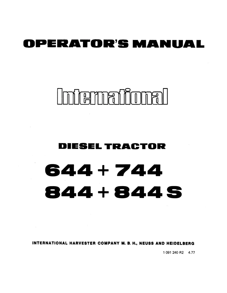 Case IH 644 744 844 844S Tractor Operator's Manual preview page 5