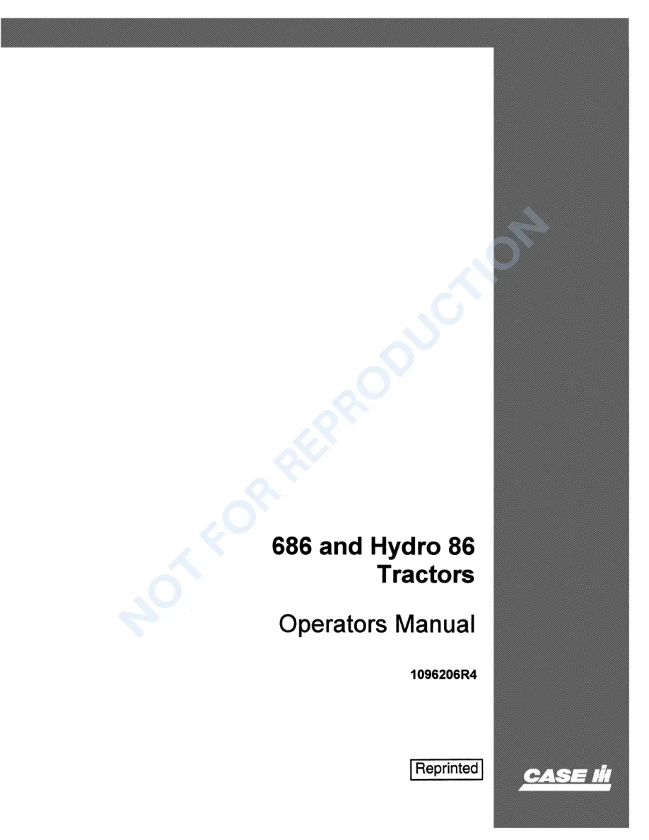 Case IH 686 Gear Drive & 86 Hydro Tractor Operator's Manual preview page 1