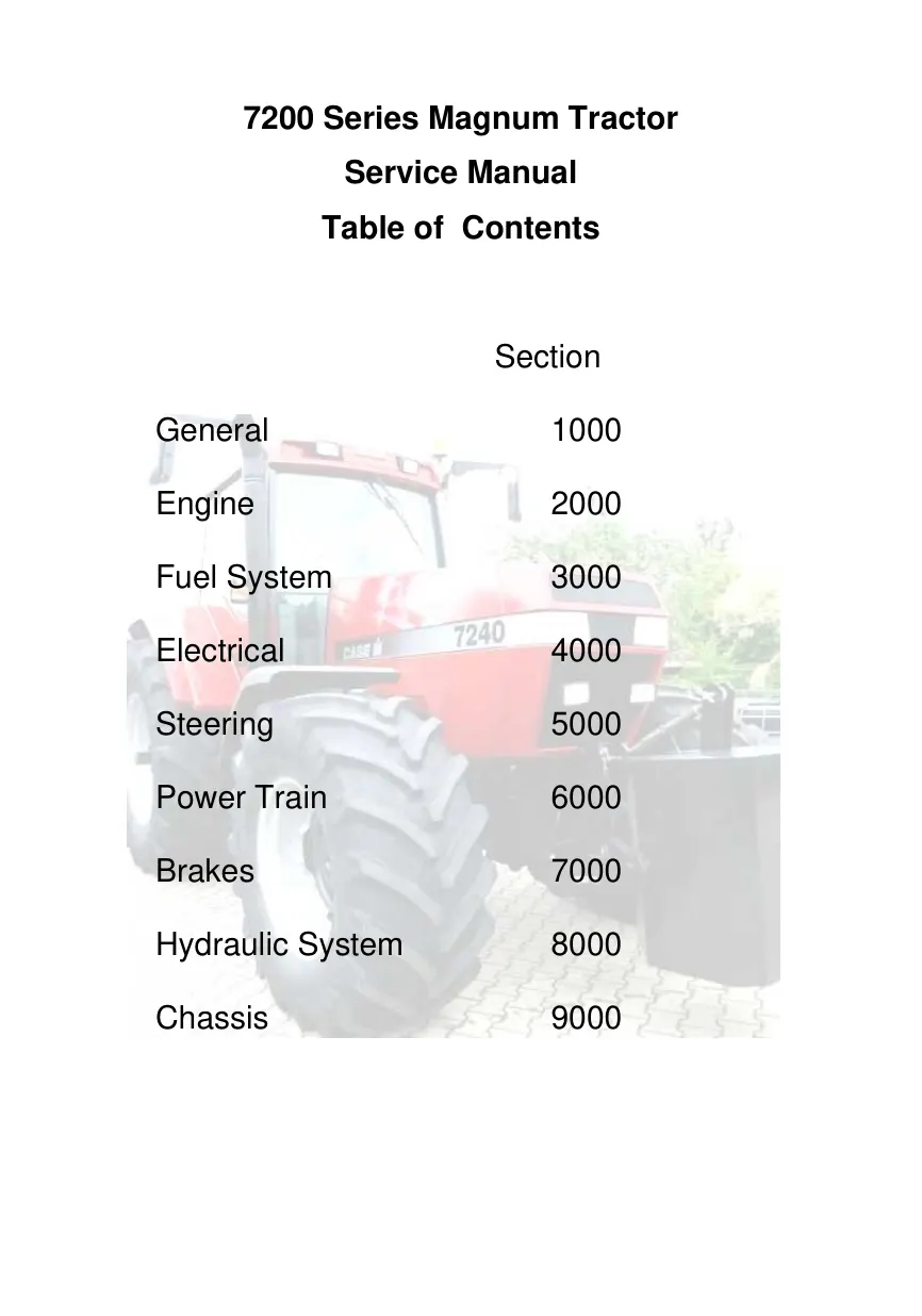 Case IH 7210/7220/7230/7240/7250 Tractors Service & Repair Manual preview page 1