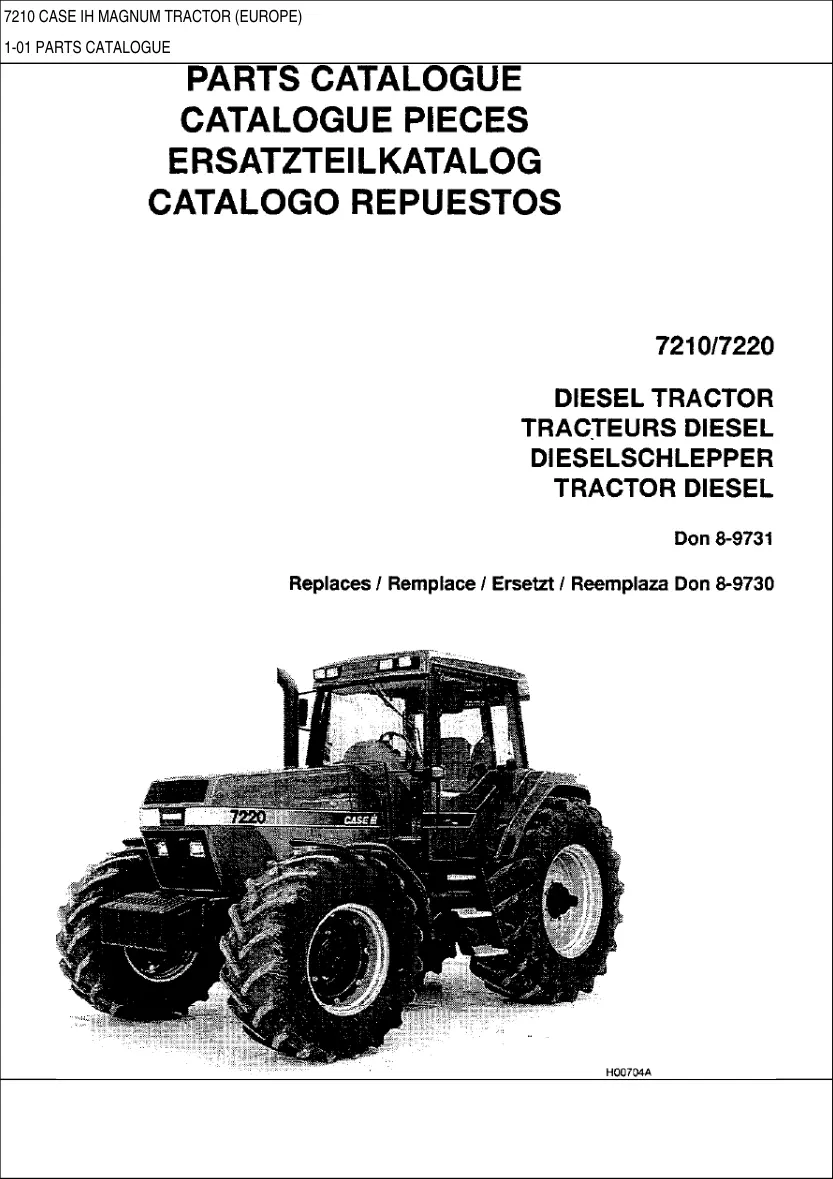 Case IH 7210 7220 Tractor Parts Manual preview page 1